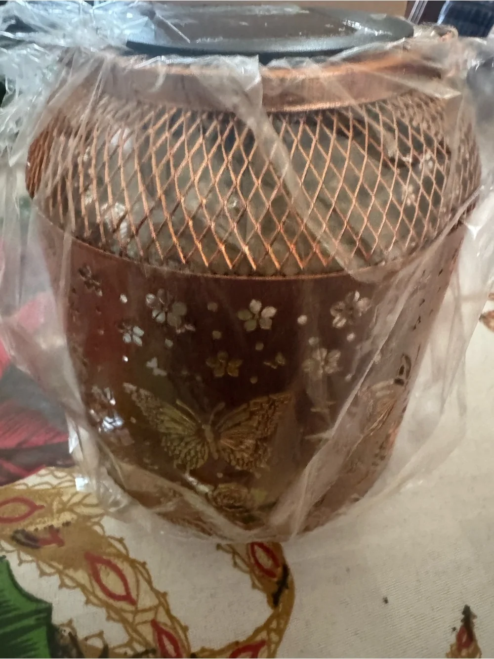 Decorative Copper Butterfly Lantern - Brown